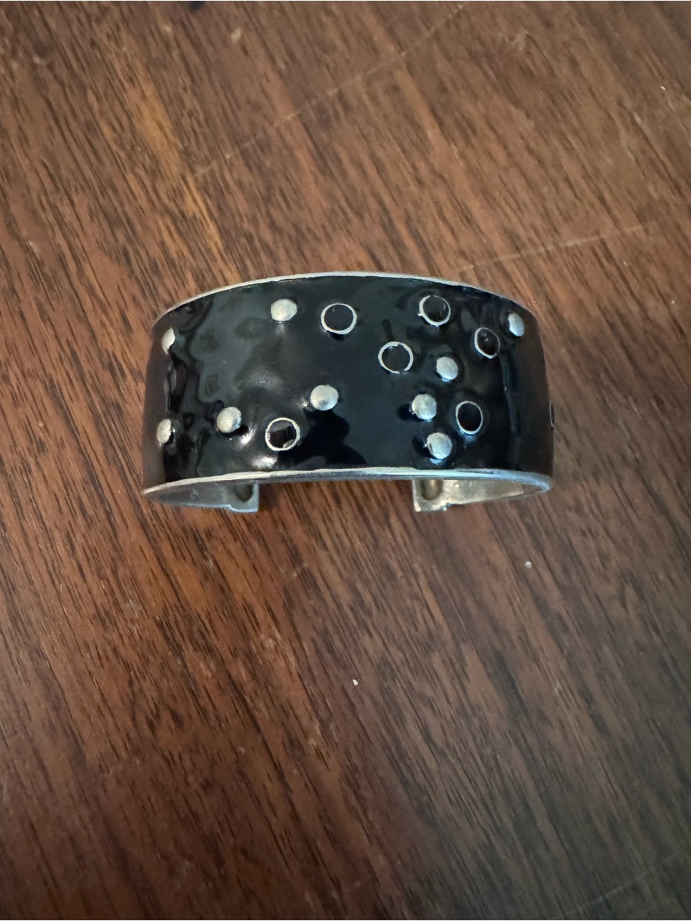 Source Unknown Black Enamel Dot Accent Cuff Bracelet